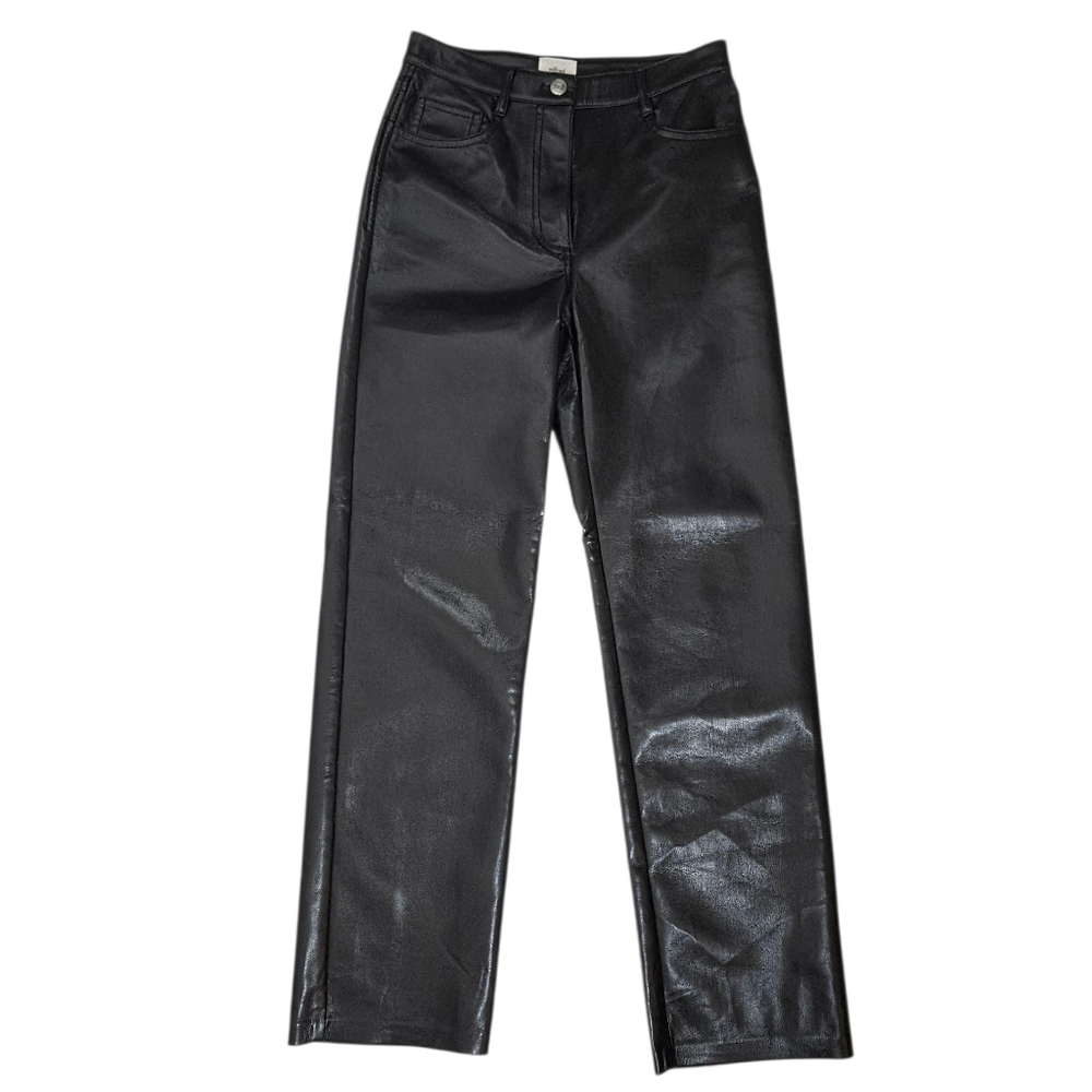 Wilfred Black Straight Leg Faux Leather Pants